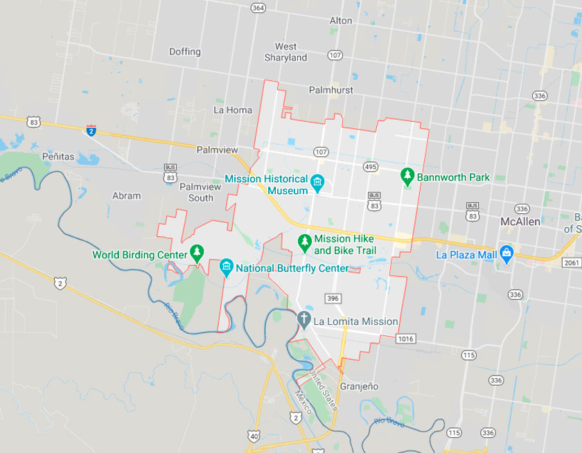 Map of Mission Texas