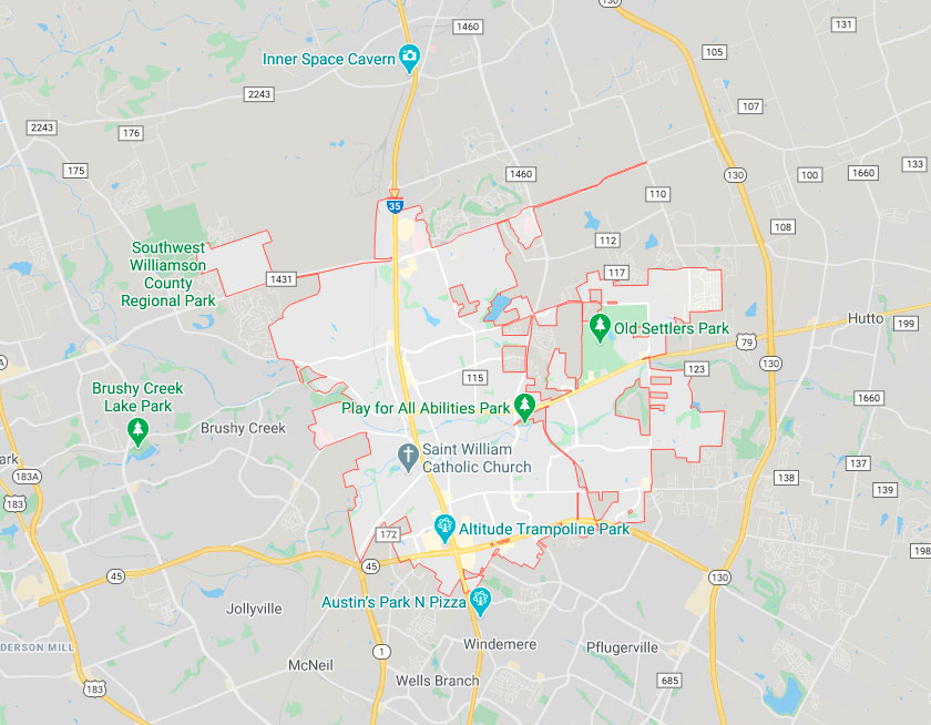 Map of Round Rock Texas