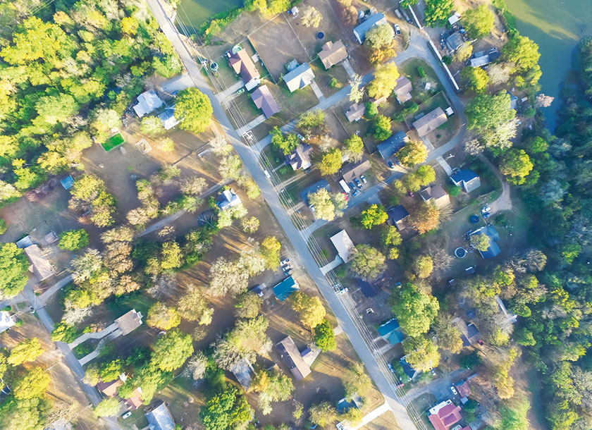 Aerial view of neighborhood in Jacksonville Arkansas