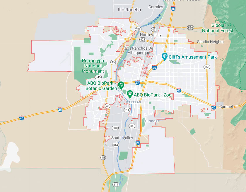 Map of Albuquerque New Mexico