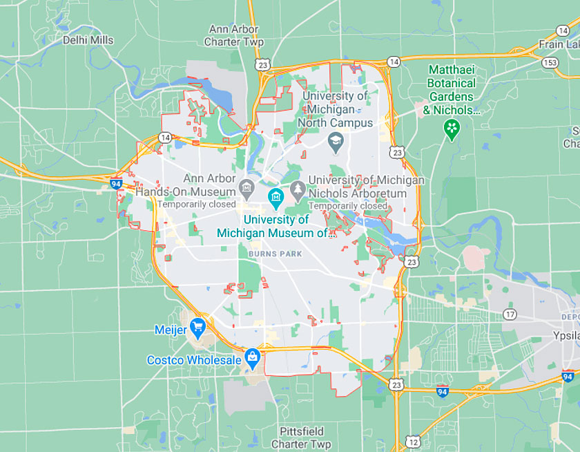 Map of Ann Arbor Michigan