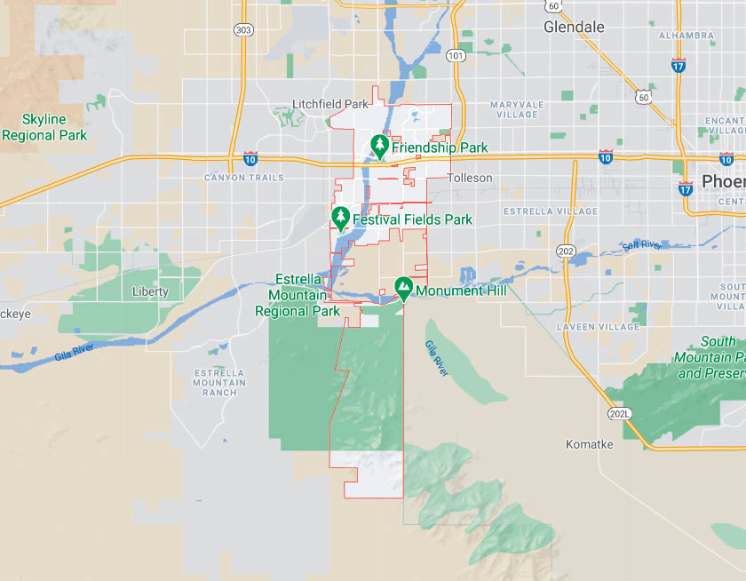 Map of Avondale Arizona