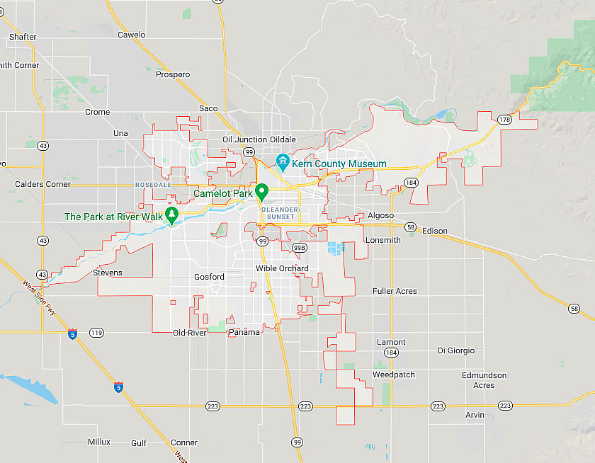 Map of Bakersfield California