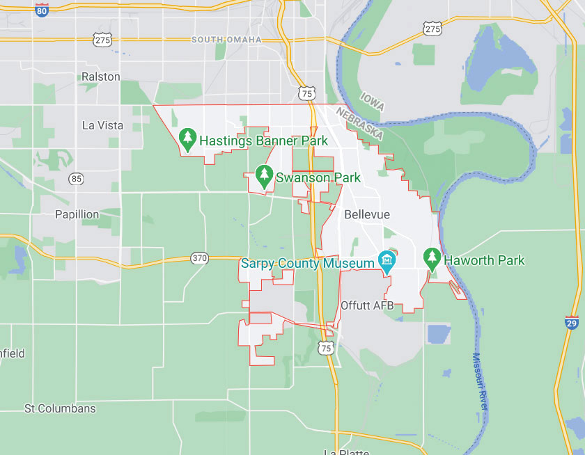 Map of Bellevue Nebraska