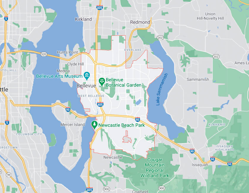 Map of Bellevue Washington