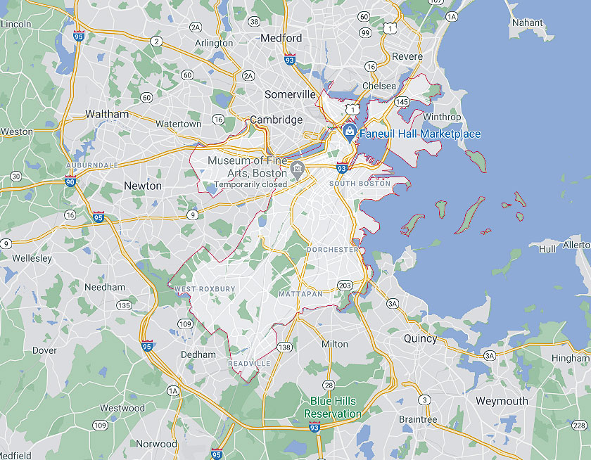 Map of Boston Massachusetts