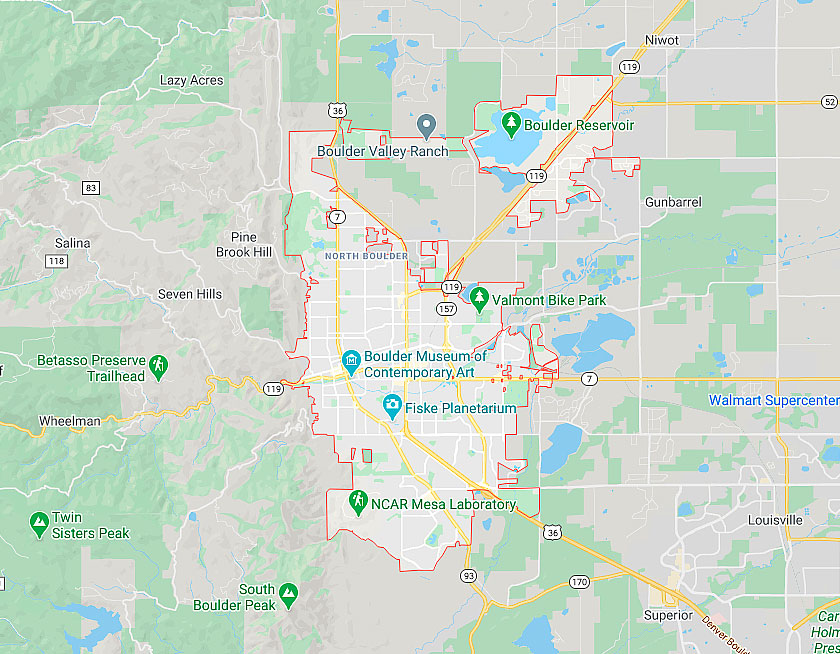Map of Boulder Colorado