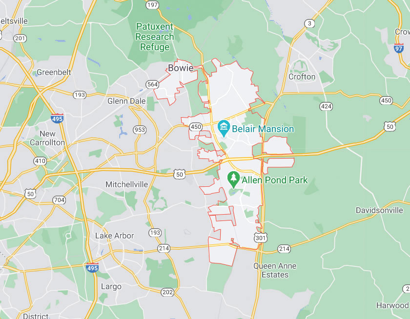 Map of Bowie Maryland