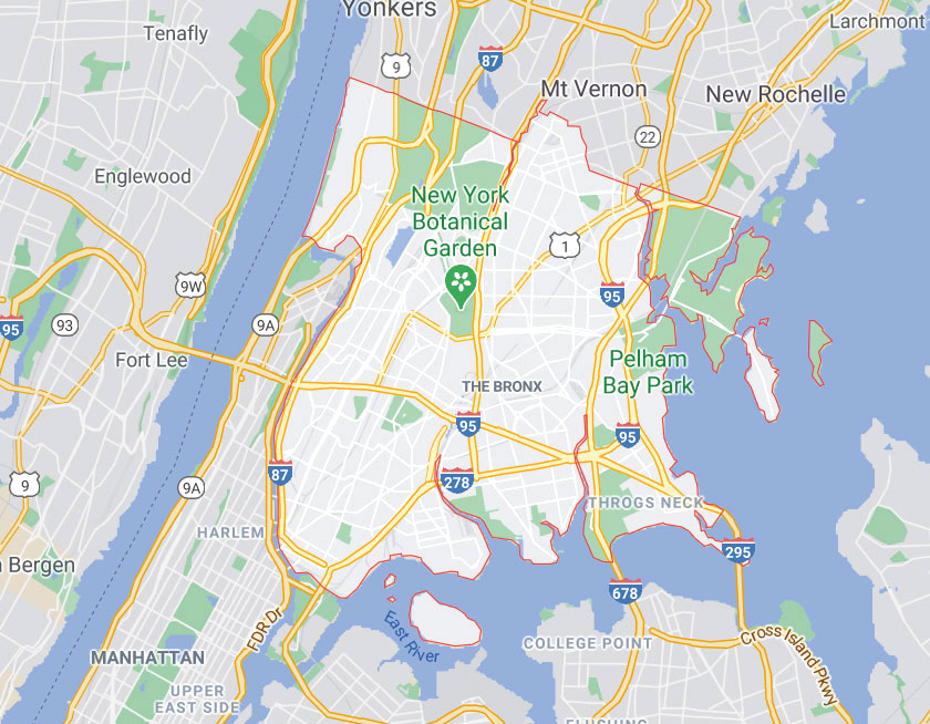 Map of Bronx New York