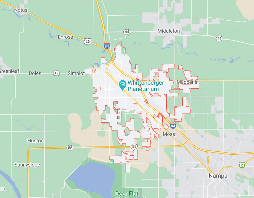 Map of Caldwell Idaho