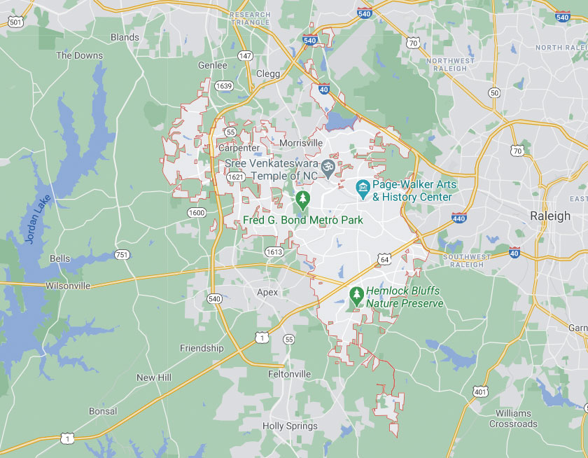 Map of Cary North Carolina