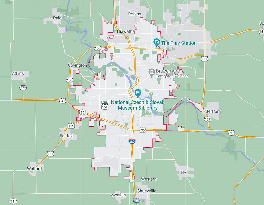 Map of Cedar Rapids Iowa