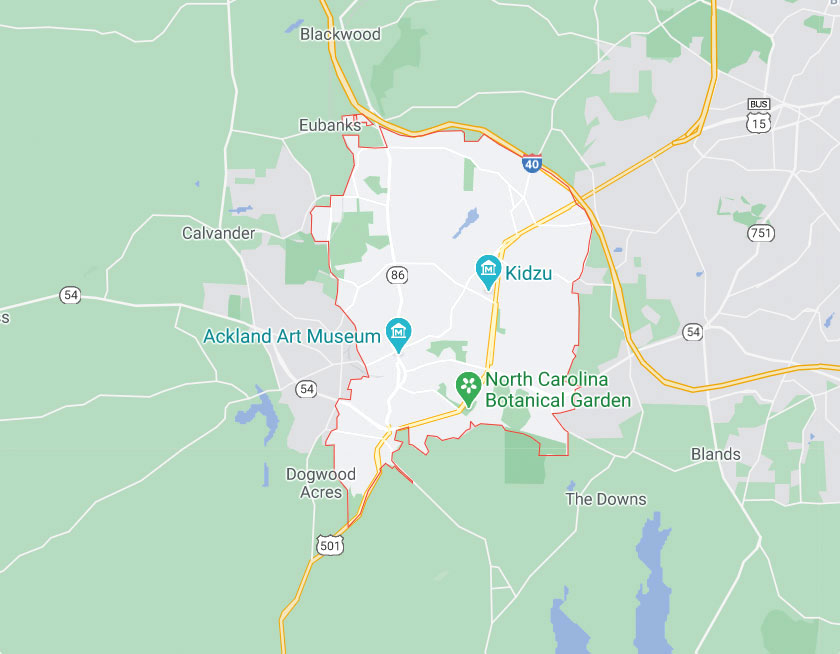 Map of Chapel Hill North Carolina