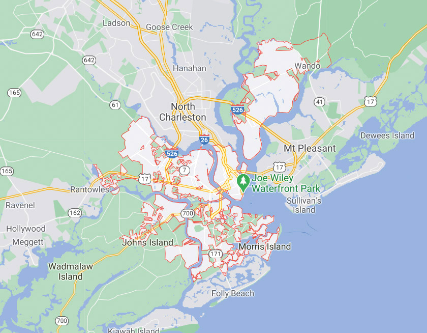 Map of Charleston South Carolina