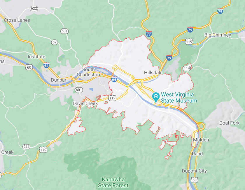 Map of Charleston West Virginia