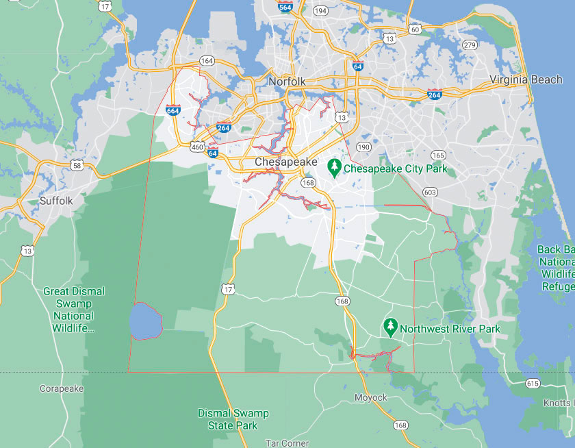 Map of Chesapeake Virginia