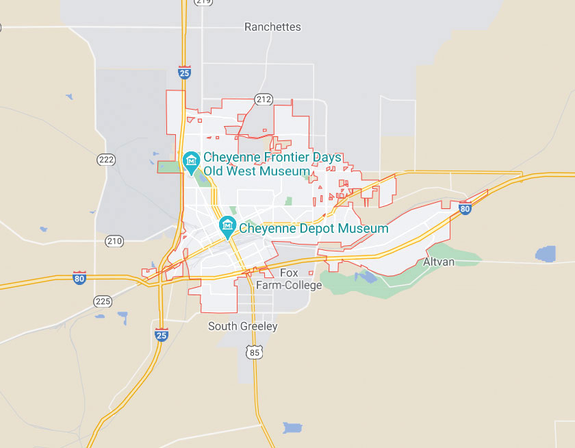Map of Cheyenne Wyoming