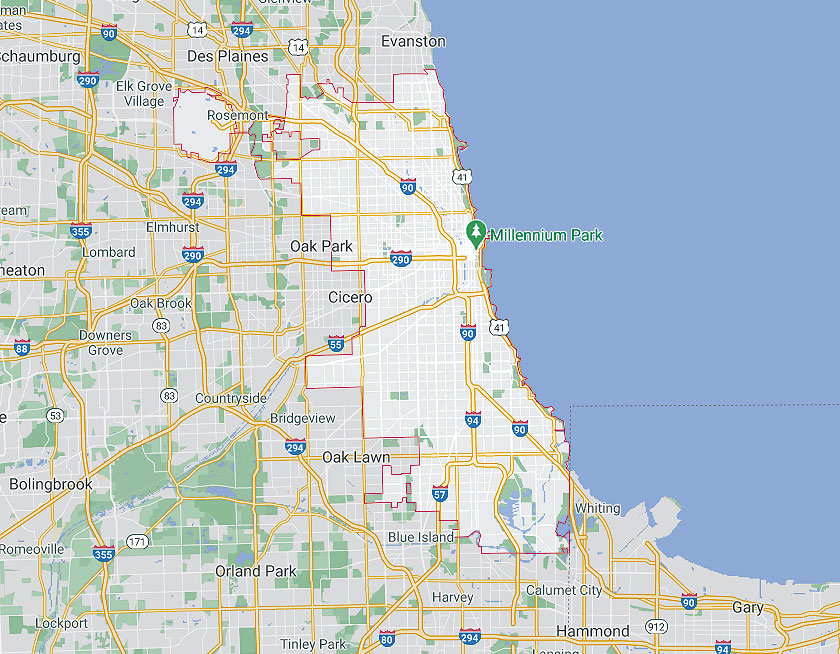 Map of Chicago Illinois