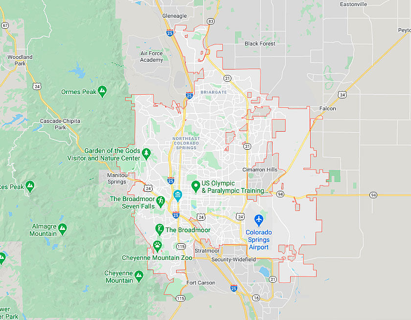 Map of Colorado Springs Colorado