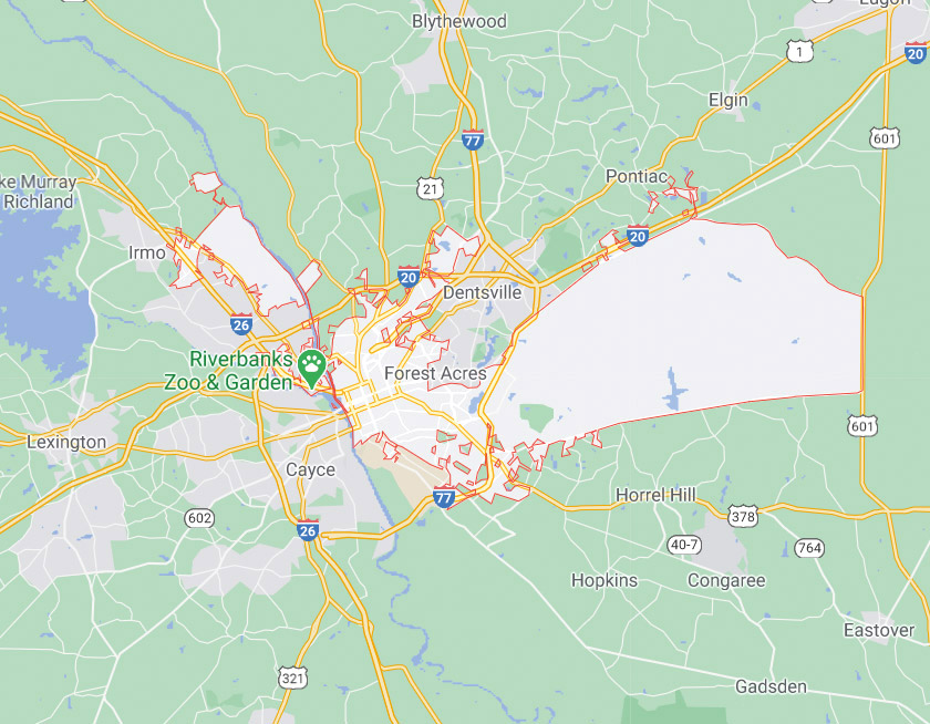 Map of Columbia South Carolina