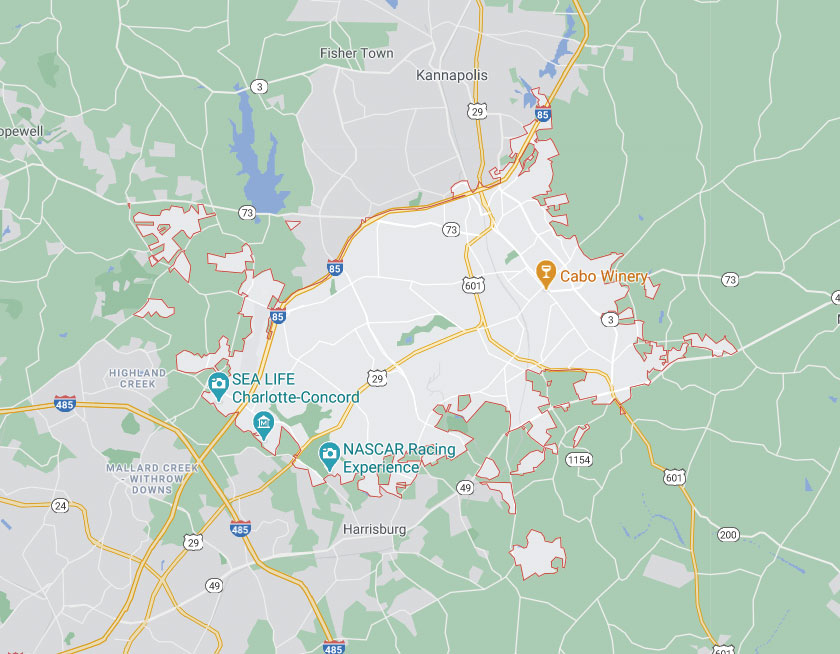 Map of Concord North Carolina
