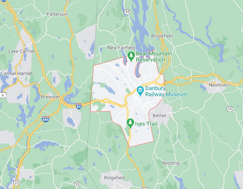 Map of Danbury Connecticut
