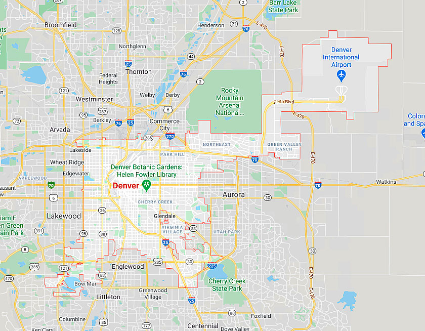 Map of Denver Colorado