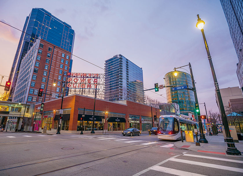 Downtown street of Kansas City Kansas