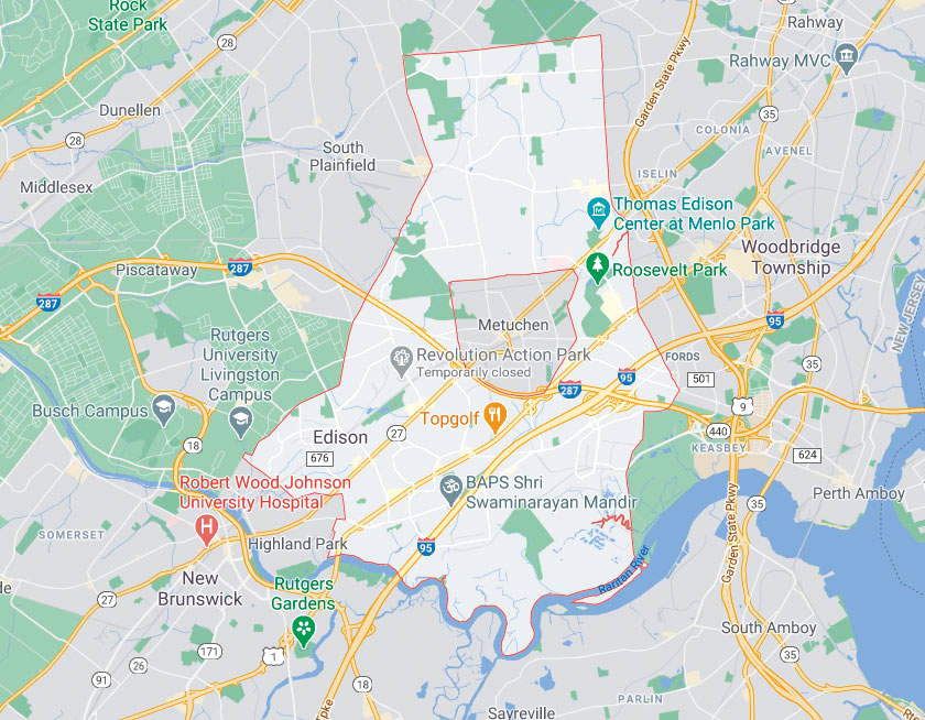 Map of Edison New Jersey