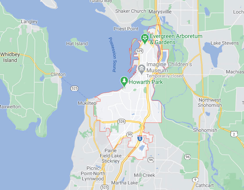 Map of Everett Washington