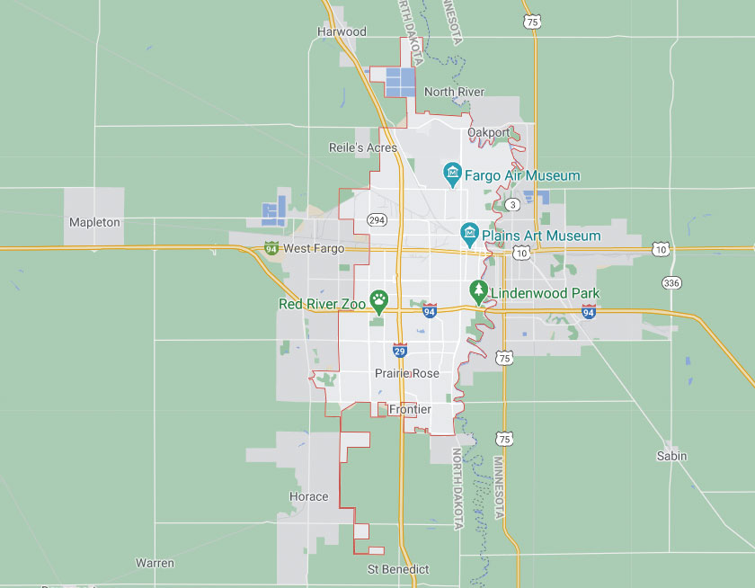 Map of Fargo North Dakota