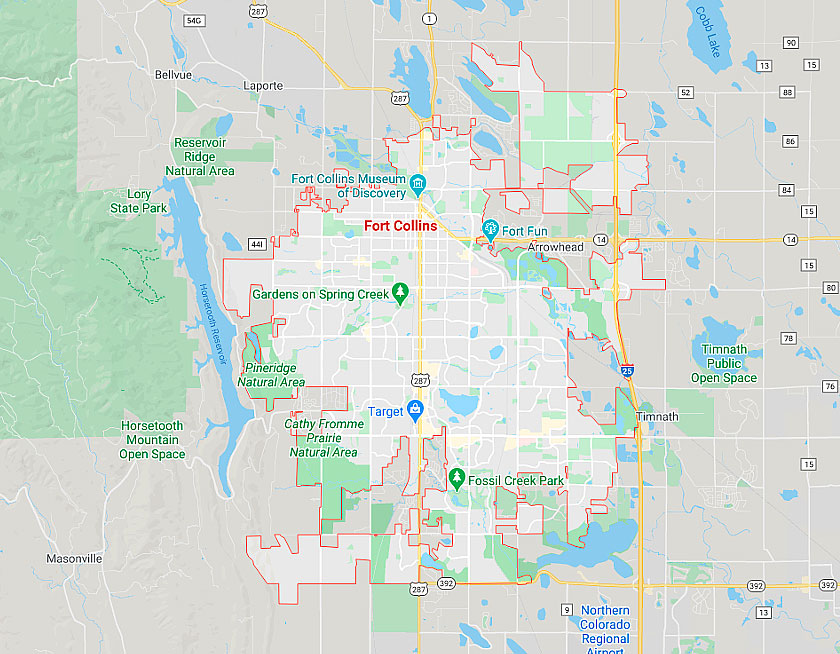 Map of Fort Collins Colorado