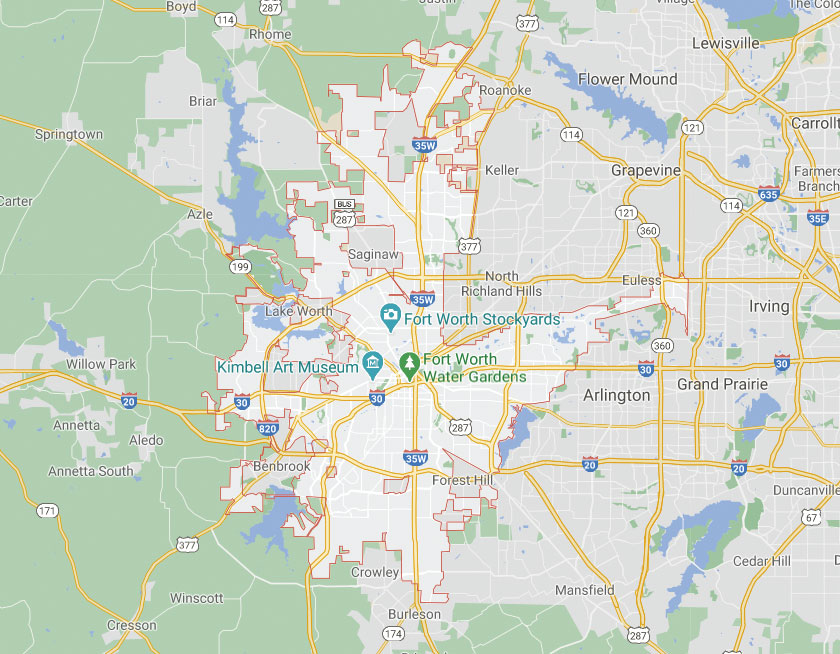 Map of Fort Worth Texas