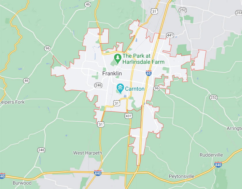 Map of Franklin Tennessee