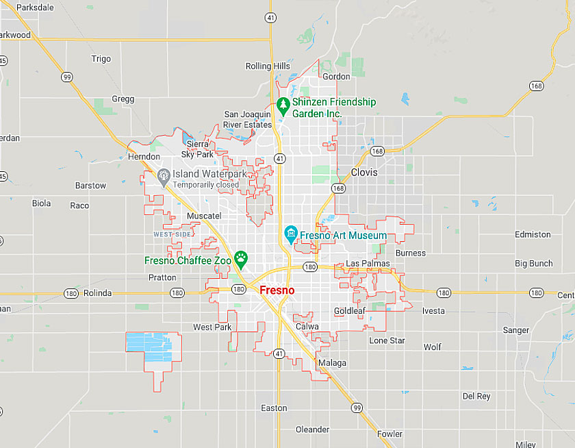 Map of Fresno California