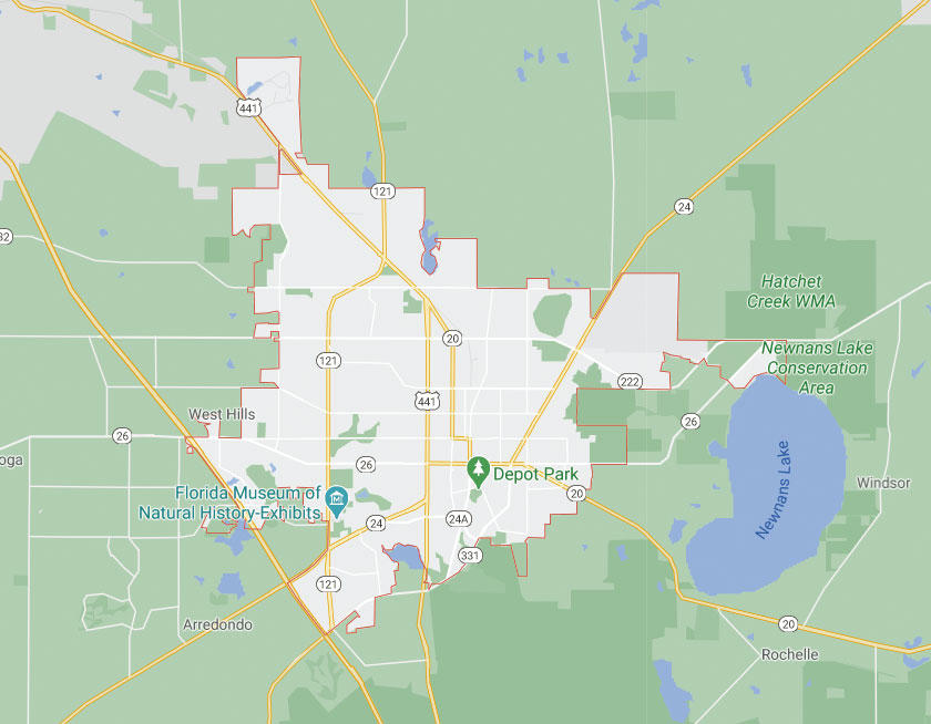 Map of Gainesville Florida