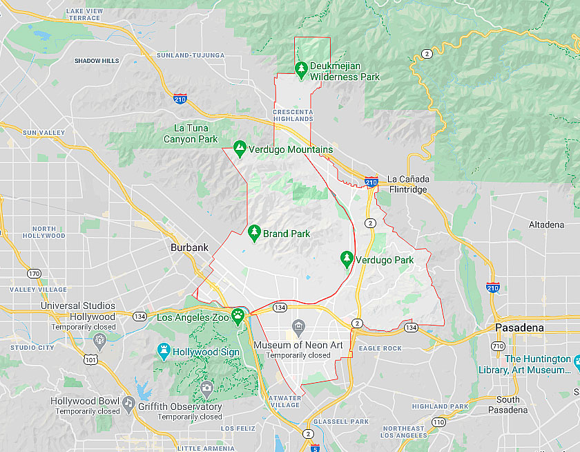 Map of Glendale California