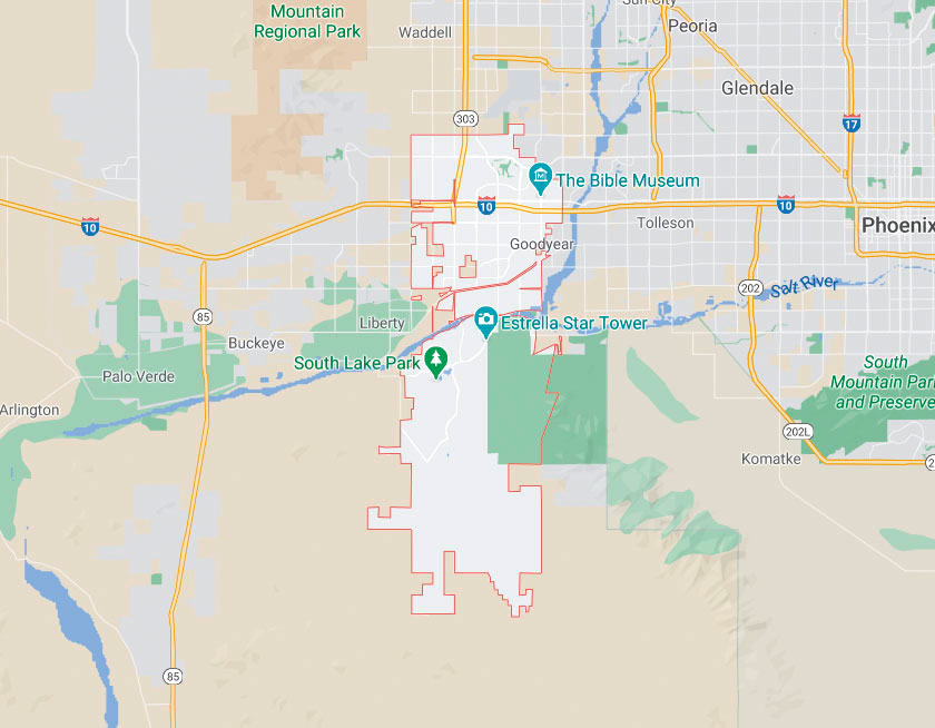 Map of Goodyear Arizona