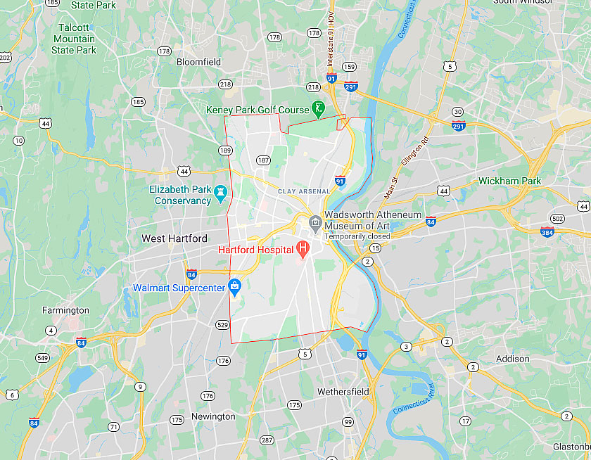 Map of Hartford Connecticut