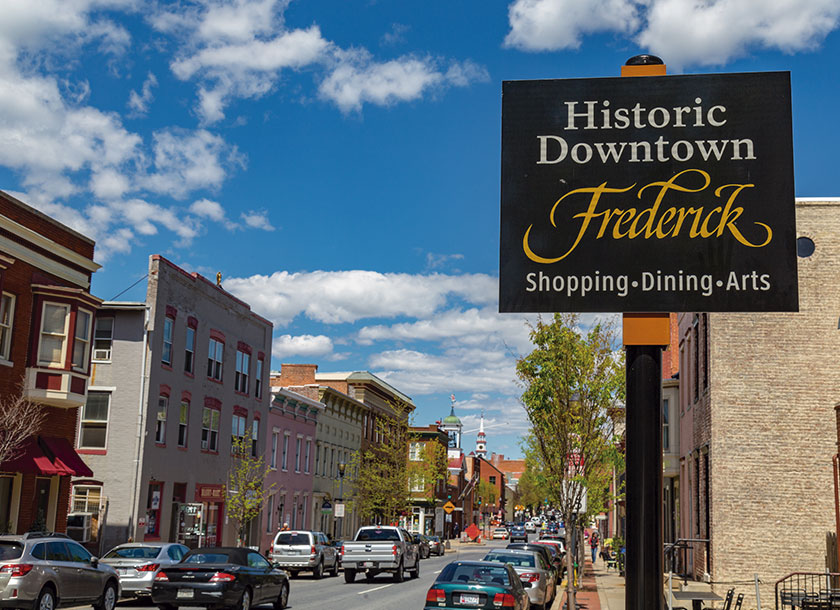 Historic downtown of Frederick Maryland