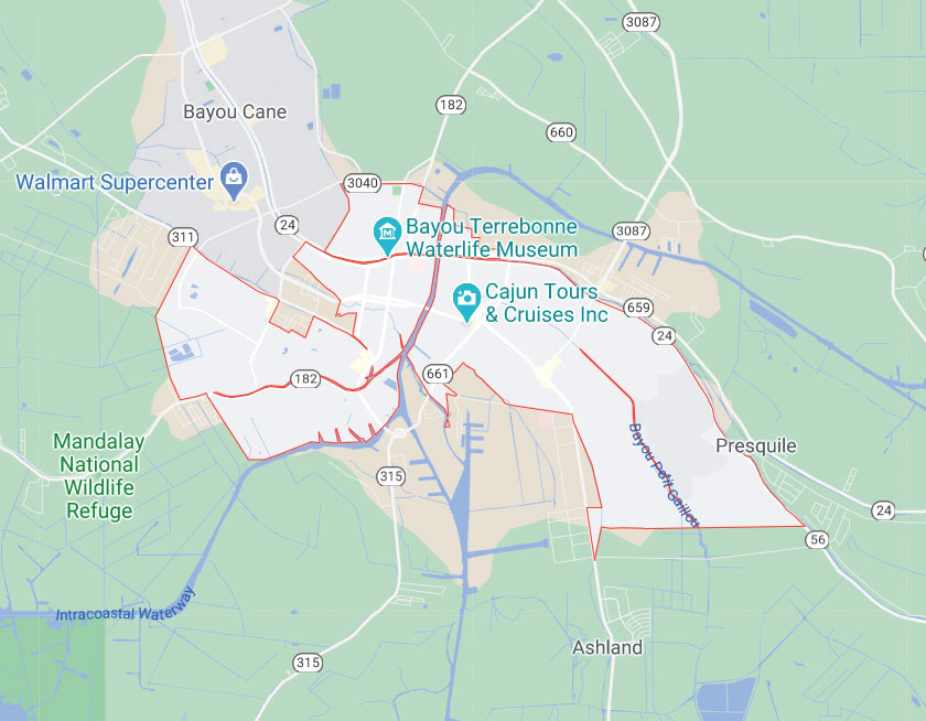 Map of Houma Louisiana