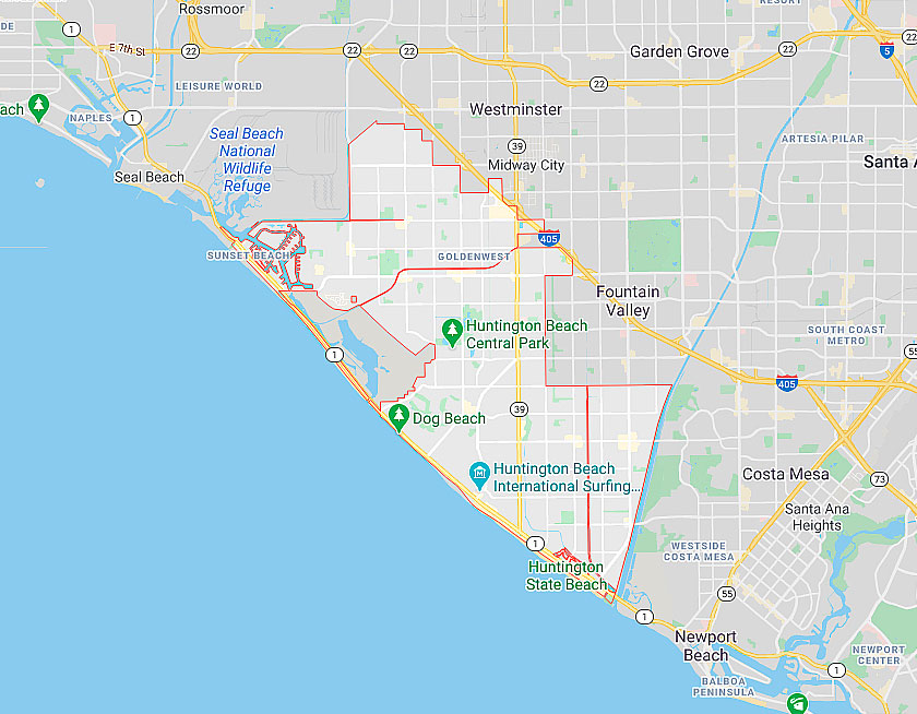 Map of Huntington Beach California