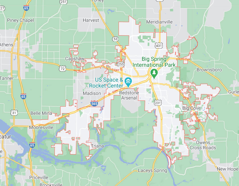 Map of Huntsville Alabama