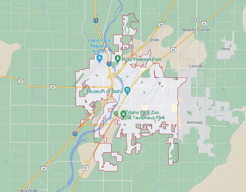 Map of Idaho Falls Idaho