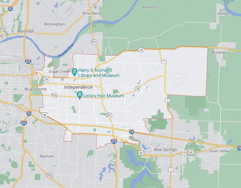 Map of Independence Missouri