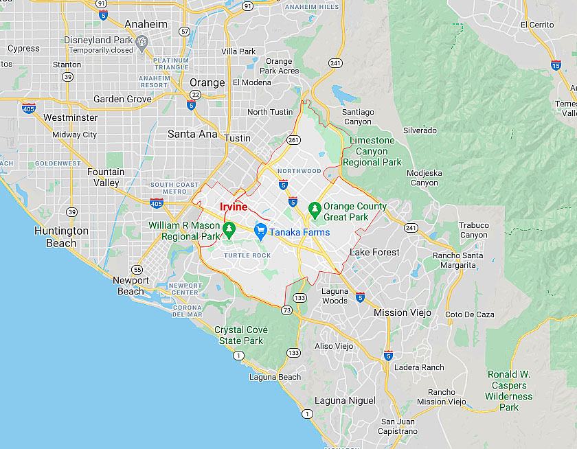 Map of Irvine California