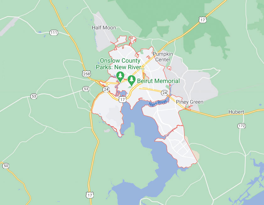 Map of Jacksonville North Carolina