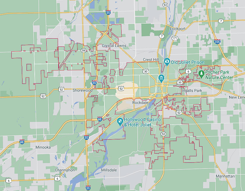 Map of Joliet Illinois