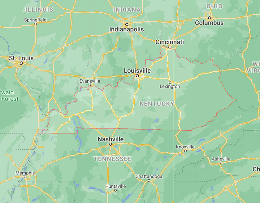 Map of State of Kentucky