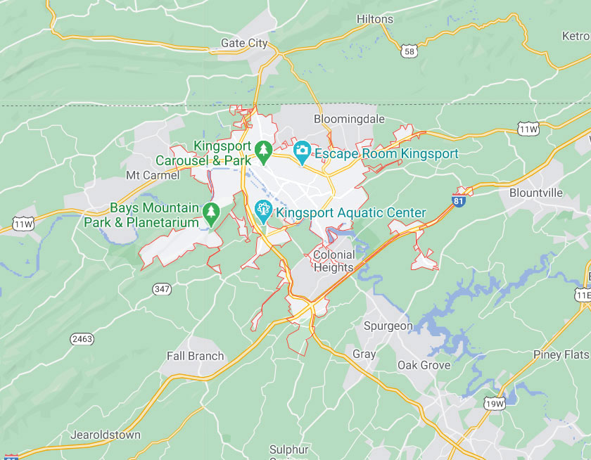 Map of Kingsport Tennessee